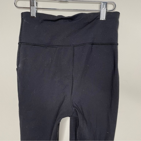 Lululemon Will Crop Vintage Luon Leggings Pockets Fold Down Waist Black Size 4 - Picture 3 of 8